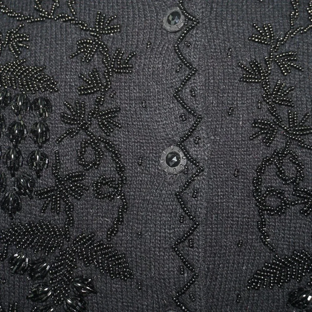 Vintage 90s Lambswool Angora Beaded Cardigan Sweater - Picture 2 of 8